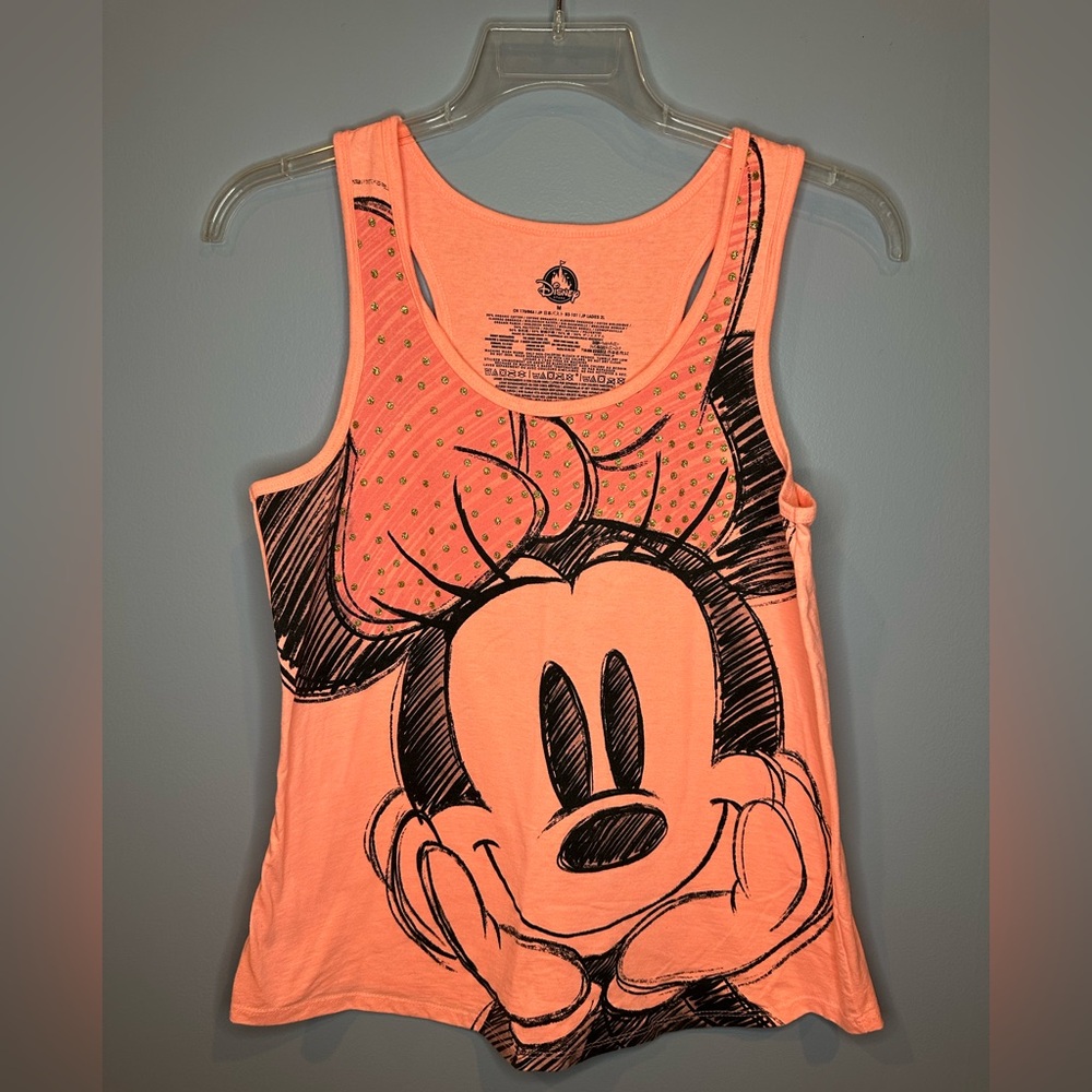 Disney Minnie Mouse M Medium Coral Racerback Tank Top